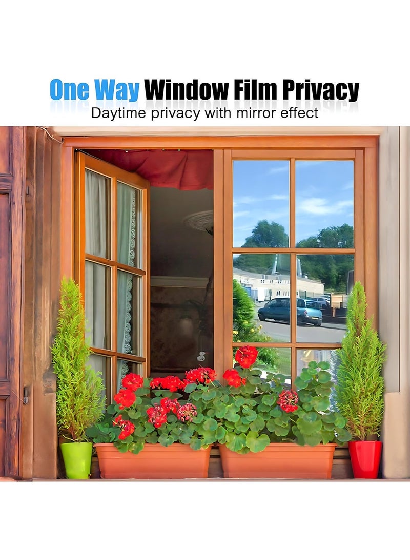 ALMiHomi One-Way Mirror Reflective Window Film – Daytime Privacy, Heat & UV Protection for Home, Office & Car – Thick Solar Tint Glass Sticker 40*500cm - Image 2